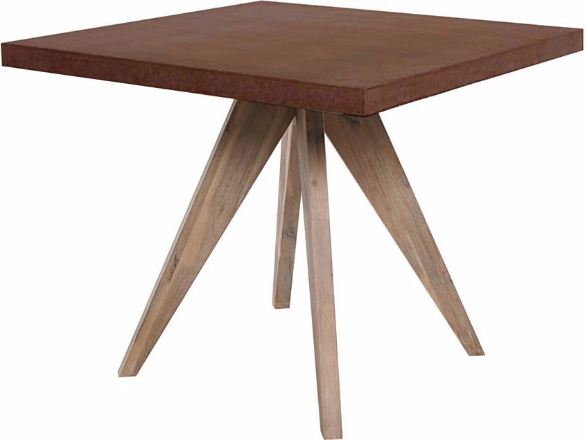 Tavolinë Pompei, ngjyrë e kuqe ndryshku, 90x90x74.5cm