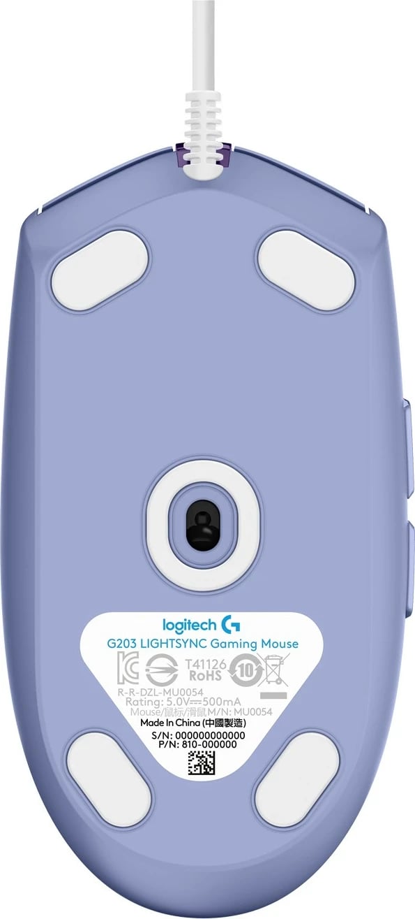 Maus Logitech G203 LIGHTSYNC, USB Type-A, 8000 DPI, 1 ms, Lilac