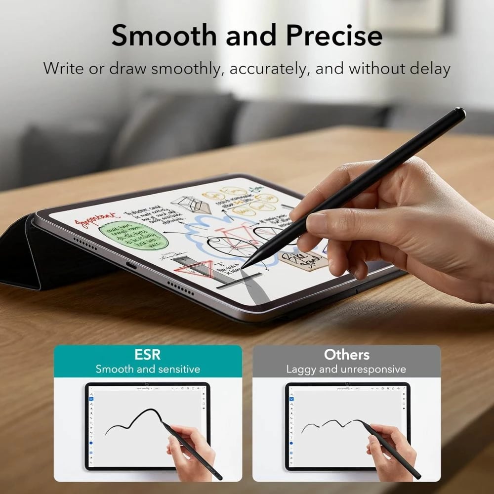 Stilolaps digjital ESR Digital+ Magnetic për iPad, i zi