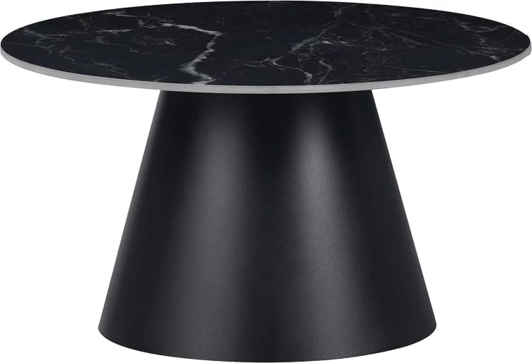 Tavolina anësore Fabrin Inart, gur i sinteruar, metal i zi, set