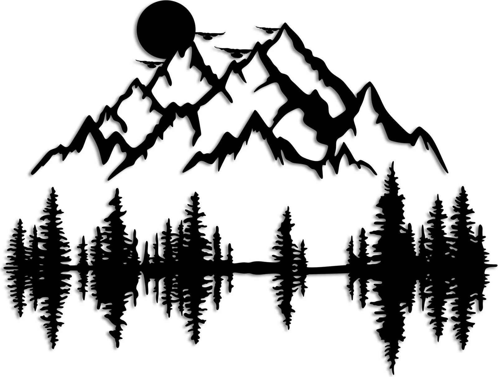 Aksesor dekorativ metalik për mur, natyrë dhe male, Wallity - 13