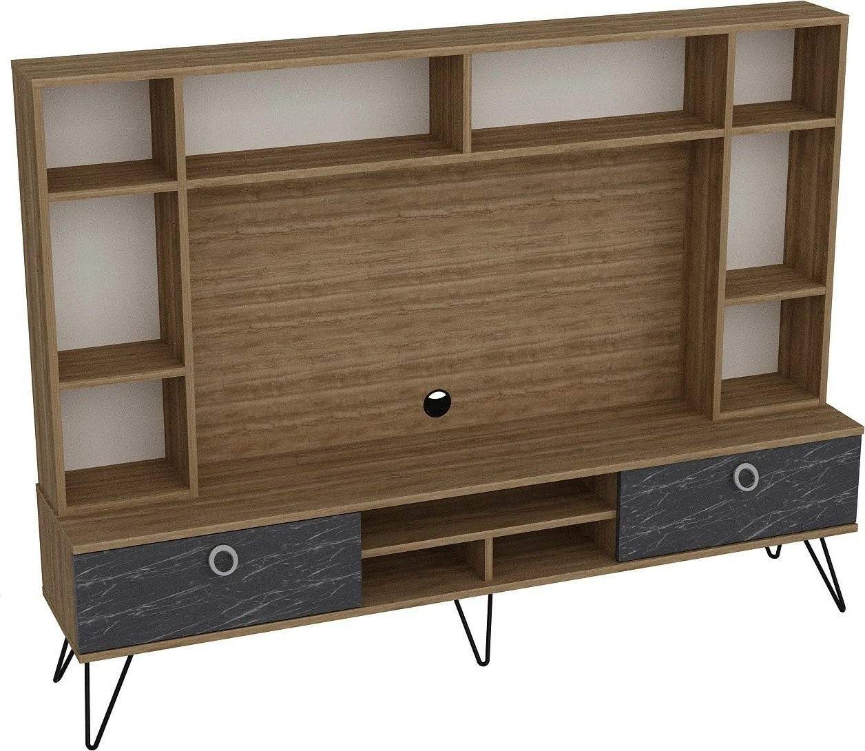 Komodë TV Hanah Home, Lorenz, ngjyrë arrë dhe e zezë