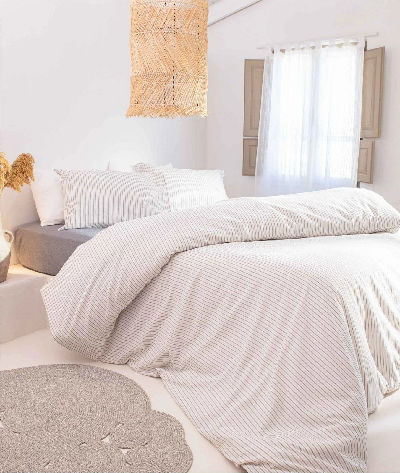 Set mbulesë për jorgan dopio, L'essentiel, Viento, ngjyrë kaltër-ecru