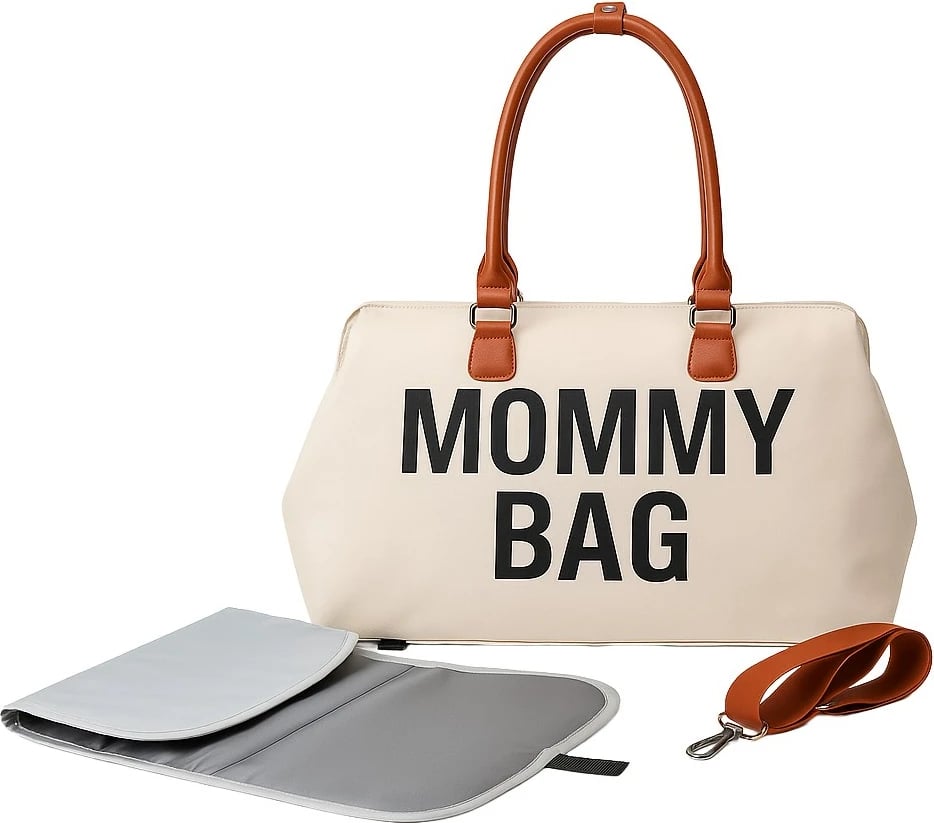 Çantë për mama, BABY MIX Mommy Bag, 29 x 43 x 22 cm, bezhë, set me dyshek ndërrimi