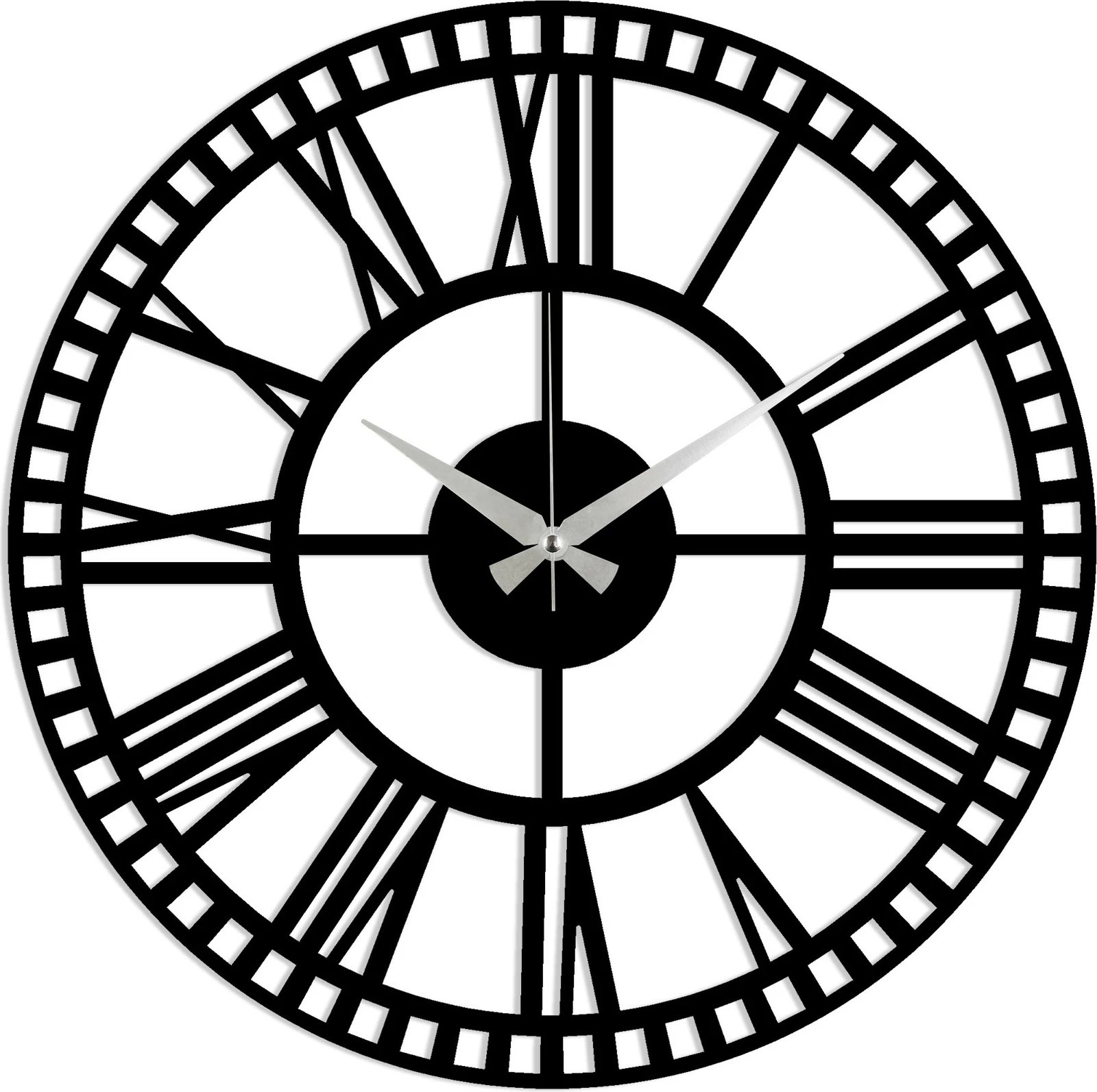 Orë muri dekorative prej metali, ngjyrë e zezë, Wallity, 48x48cm