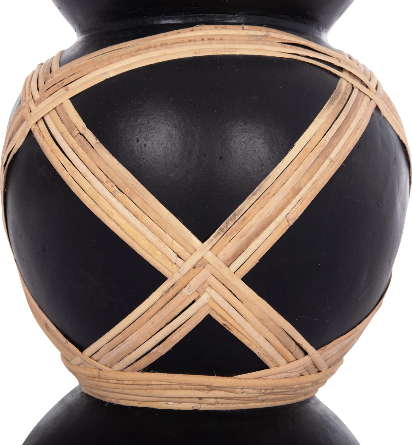 Vazo dekorative dyshemeje MAYNARD, fibër-cement, ngjyrë e zezë, ratan natyral, FH4672.01L, 32x62.5cm