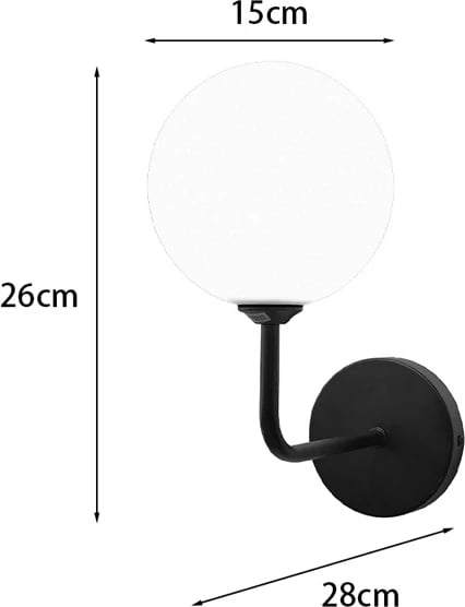 Llambë muri Cebron, metal, ngjyrë e zezë-bardhë, 15x25x28cm