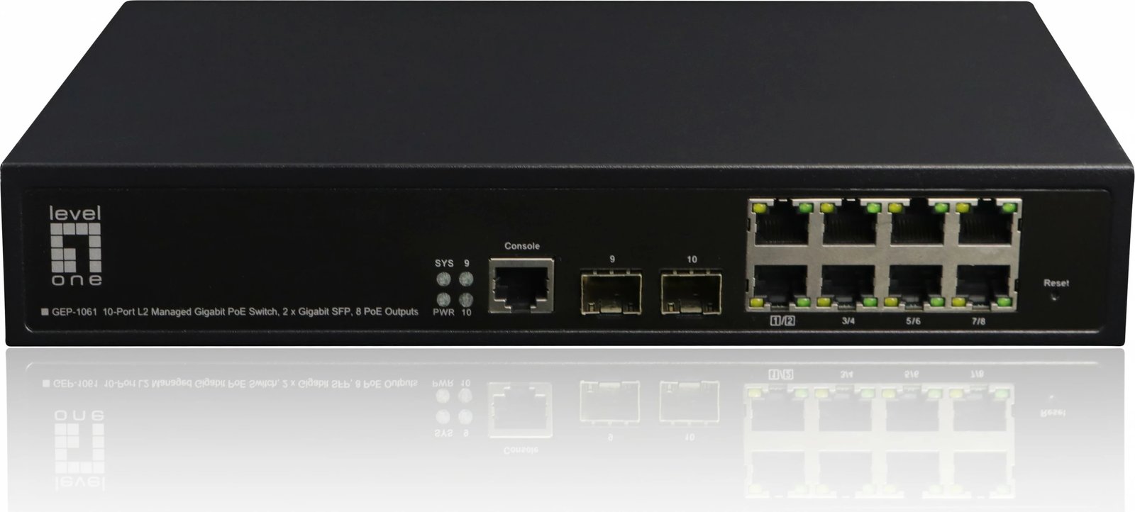 Switch LevelOne KILBY 10-Port L2 Managed Gigabit PoE, 2 SFP, 125W