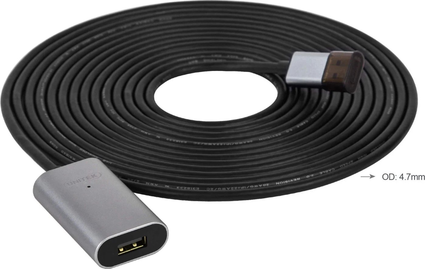 Zgjërues për USB Unitek, 5.0m, i zi