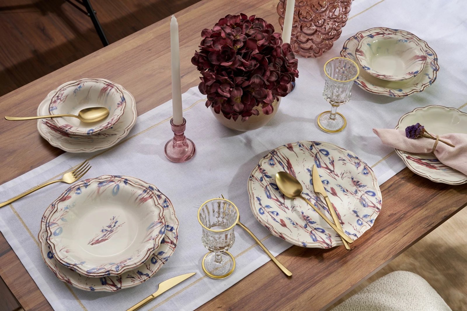 Set enësh për drekë (24 copë), Hermia Concept, ngjyrë blu rustika