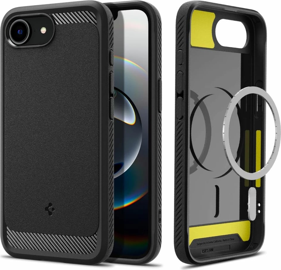 Mbështjellës Spigen Rugged Armor MagSafe për iPhone 16e, i zi