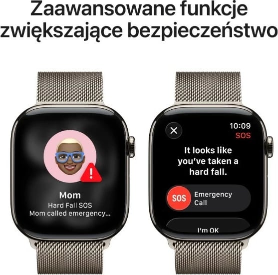 Smartwatch Apple Watch Series 11 GPS + Cellular 46 mm, OLED LTPO Retina, 64 GB, trup titani, rrip Milanez S/M, natyral