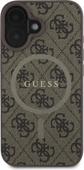Mbështjellës Guess 4G Ring Classic Logo MagSafe për iPhone 16, Kafe Mbështjellës Guess 4G Ring Classic Logo MagSafe për iPhone 16, Kafe