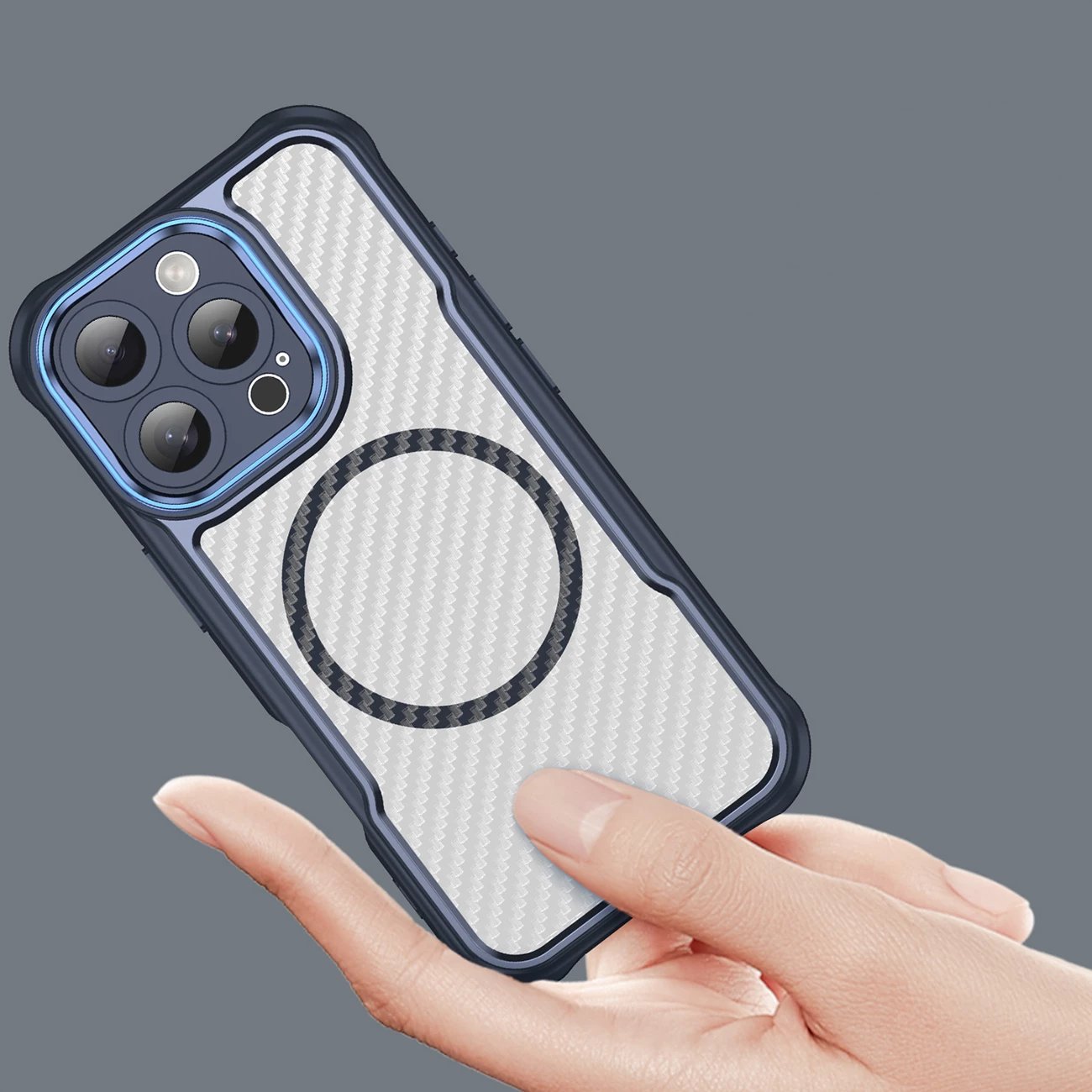 Mbështjellës Hurtel Leading Series MagSafe për iPhone 16 Pro Max, Silikon, Blu