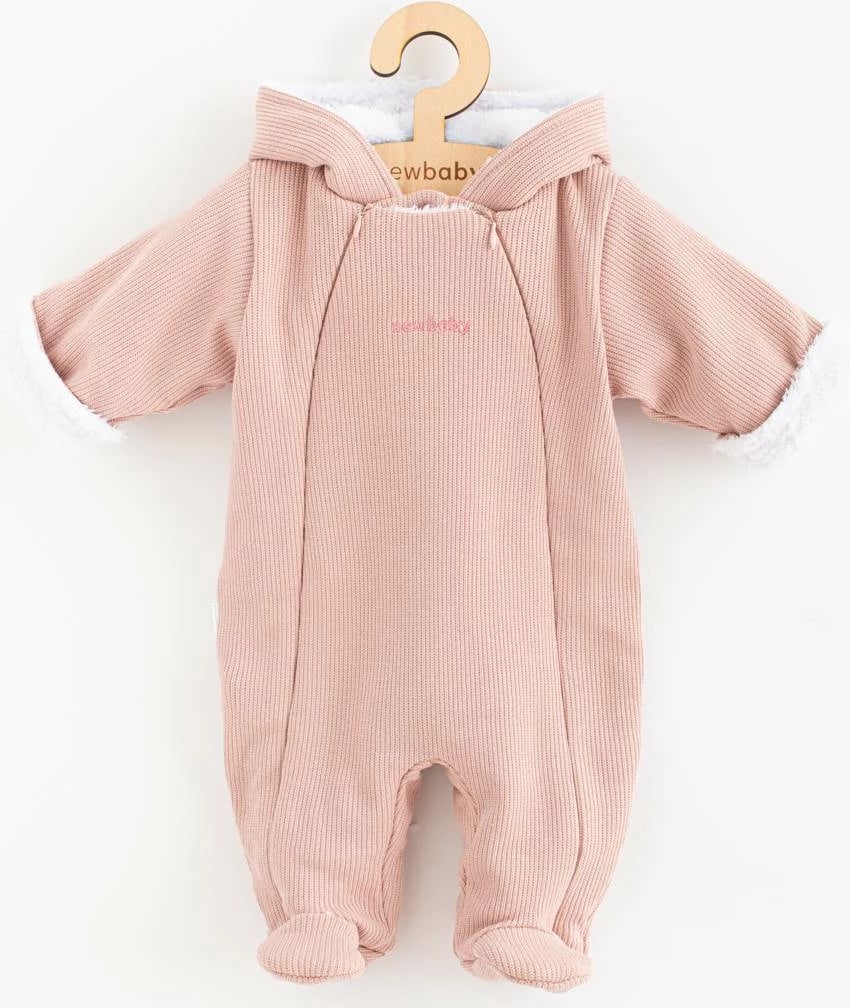 Kombinezon dimri bebe New Baby Frosty, me kapuç, i izoluar me wellsoft, zinxhirë anësorë të dyfishtë, madhësia 62 (3-6m), rozë