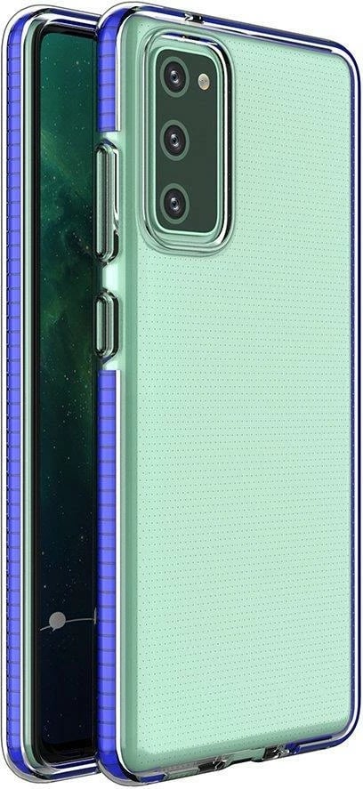 Mbështjellës Hurtel Spring Case për Samsung Galaxy A72, TPU, transparent me kornizë kaltër
