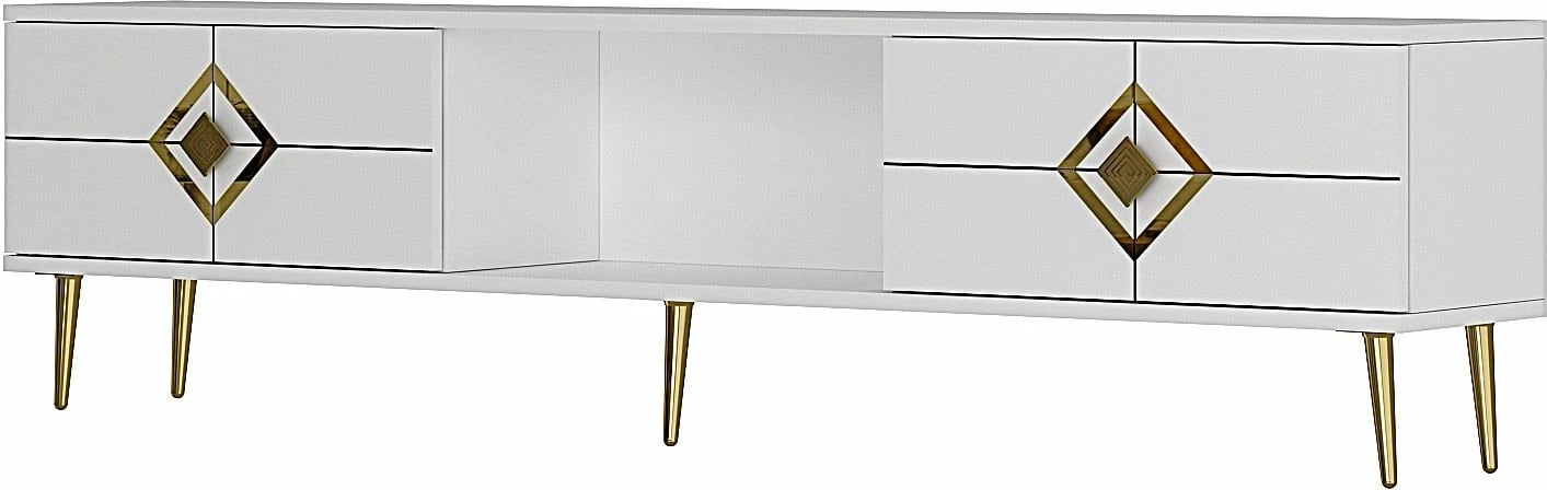 Komodë TV Skye Decor, e bardhë, e artë