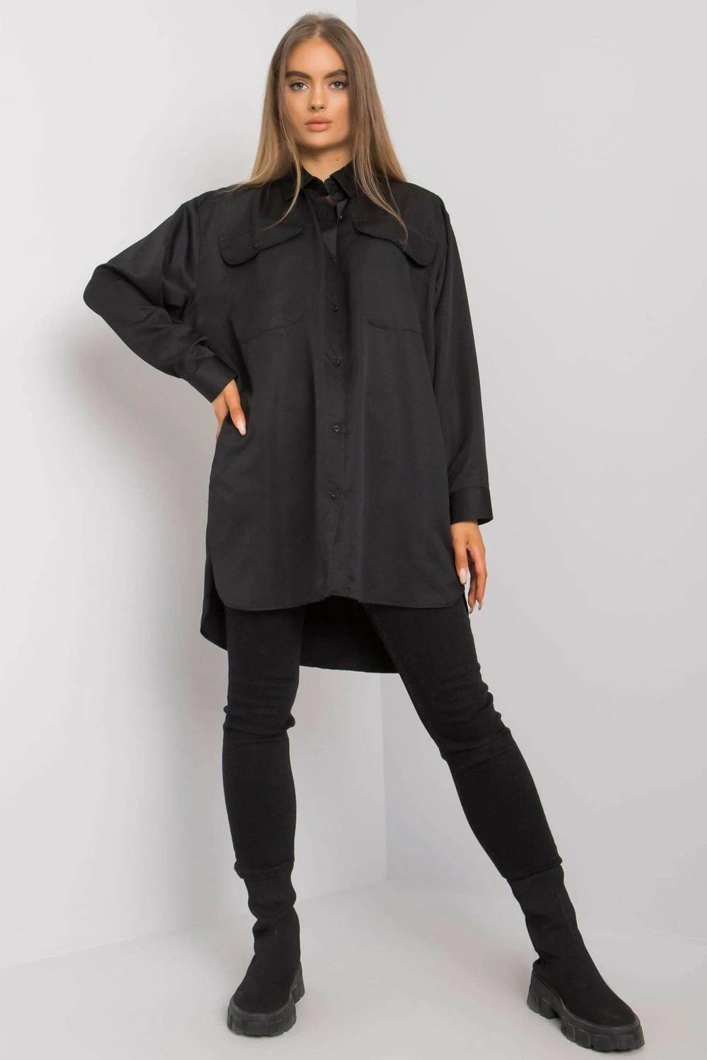 Maicë me mëngë të gjata Ex Moda, e zezë