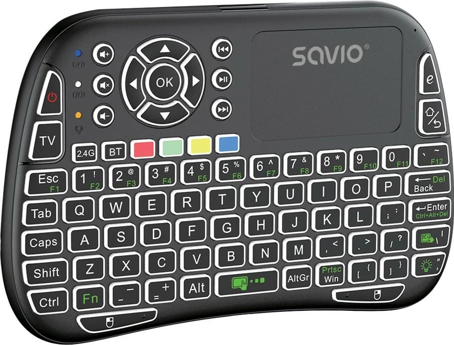 Mini tastierë pa tela Savio KW-04, RGB, Bluetooth + 2.4 GHz, e zezë