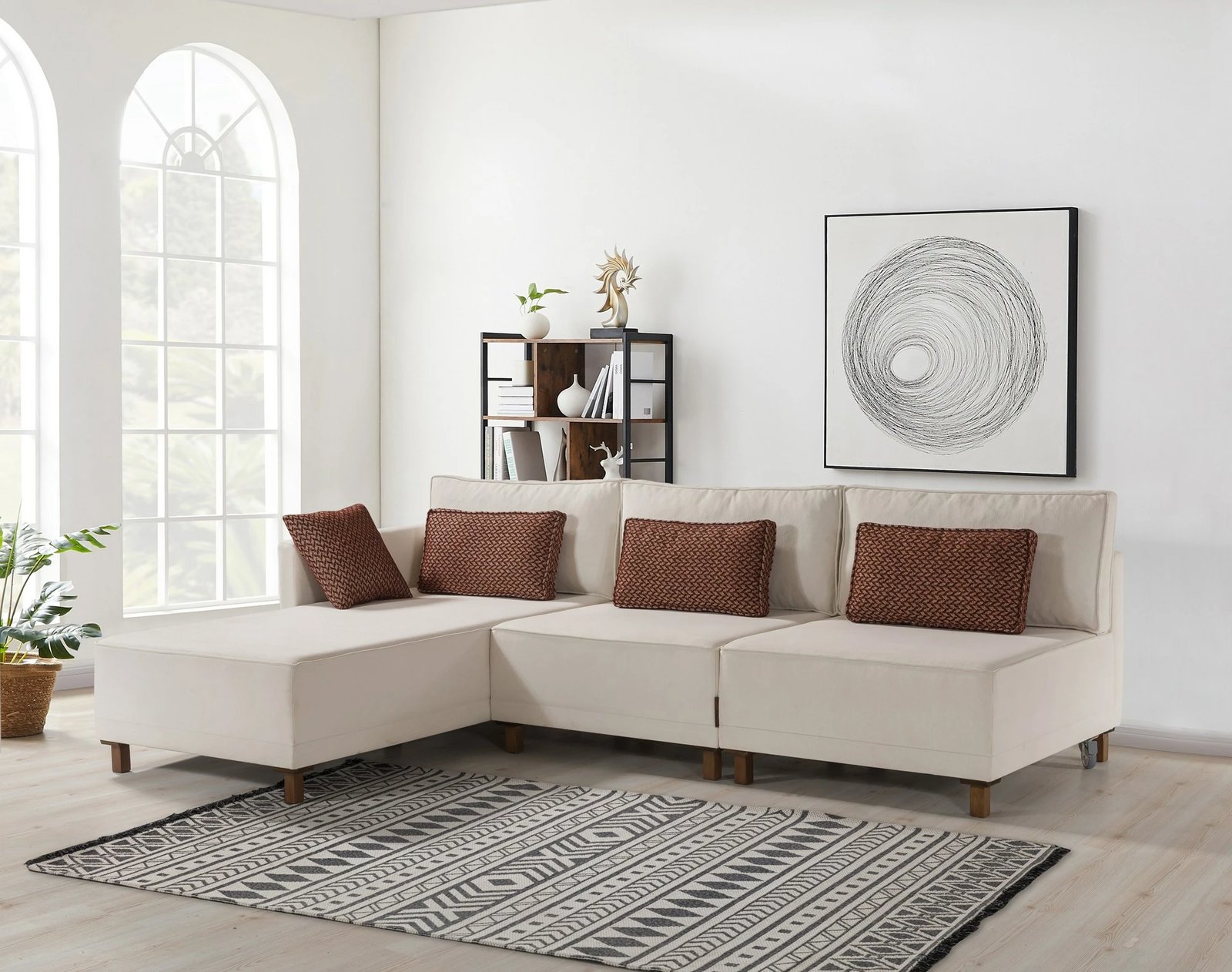 Kënd-sofë krevate Atelier del Sofa, Matris majtas, bezhë
