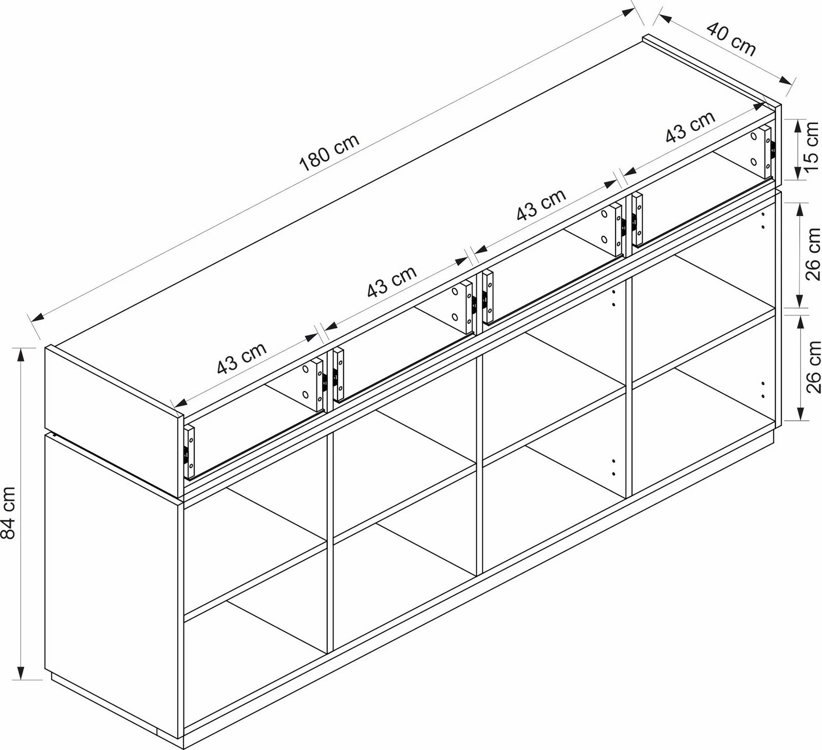 Konsol Skye Decor, Zara, e bardhë, e zezë