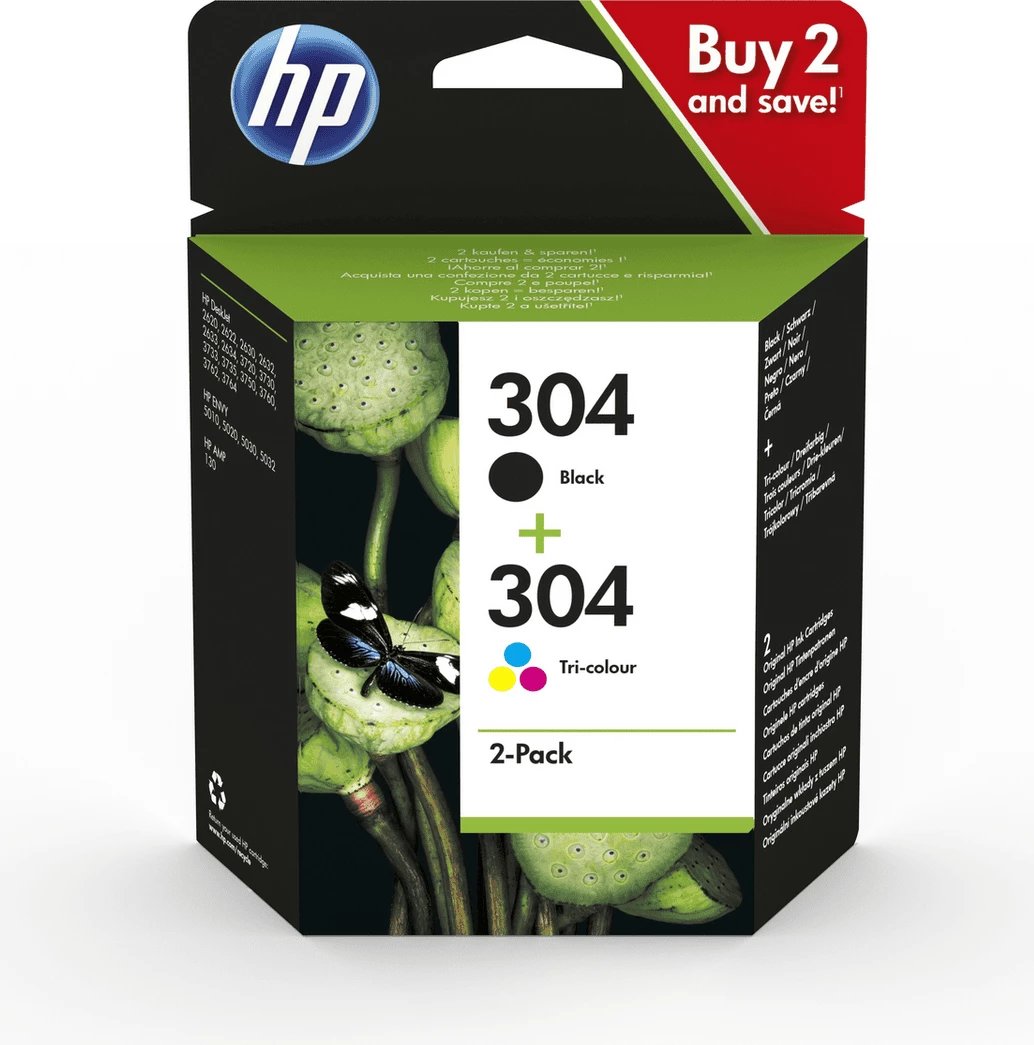 Bojë printeri, HP, 304 (3JB05AE), multipack, BK/C/M/Y, 2-pack