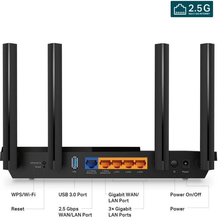 Ruter Wi‑Fi TP-Link Archer AX55 Pro, 1 Gbps, 3–6 porta, i zi