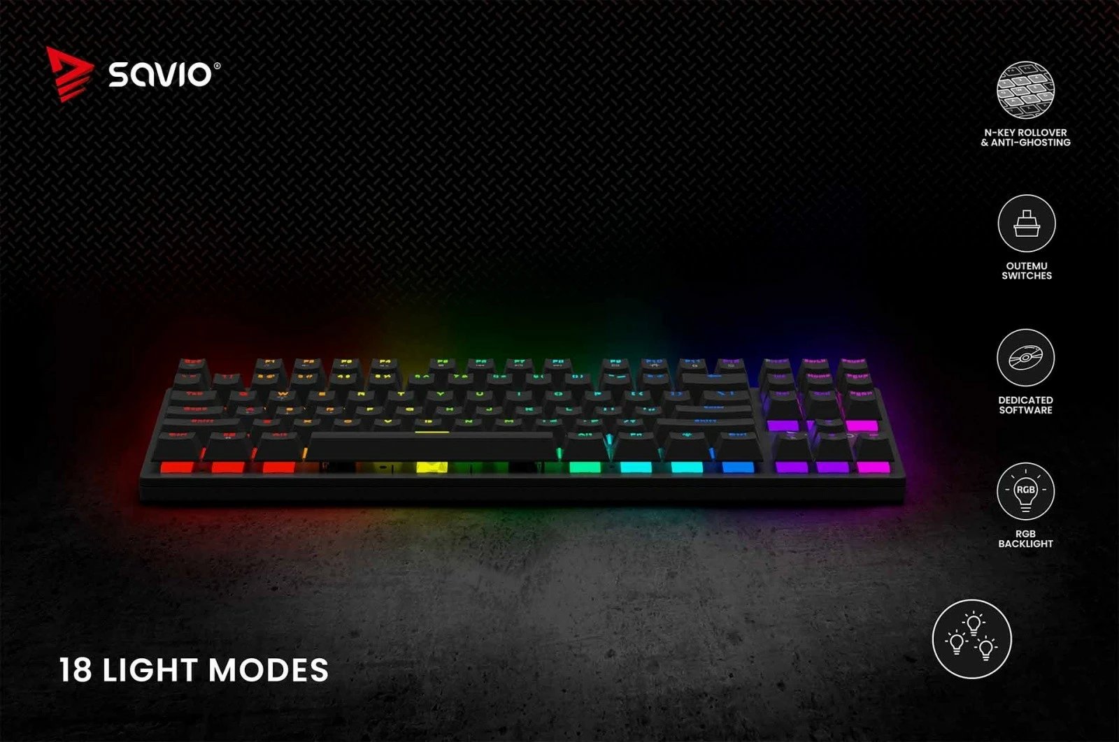 Kasë mekanike Savio Tempest X2 Outemu Brown, RGB, e zezë Kasë mekanike Savio Tempest X2 Outemu Brown, RGB, e zezë