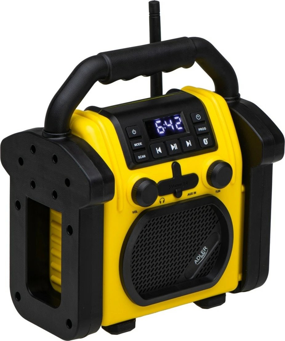 Radio ndërtimi, Adler AD1911, Bluetooth 5.1, FM, IPX54, 10W, AUX, karikim 5V, e zezë/e verdhë