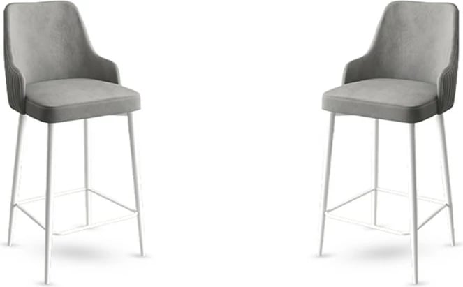 Set karrigesh për bar (2 copë), Hanah Home, Enox, gri dhe e bardhë