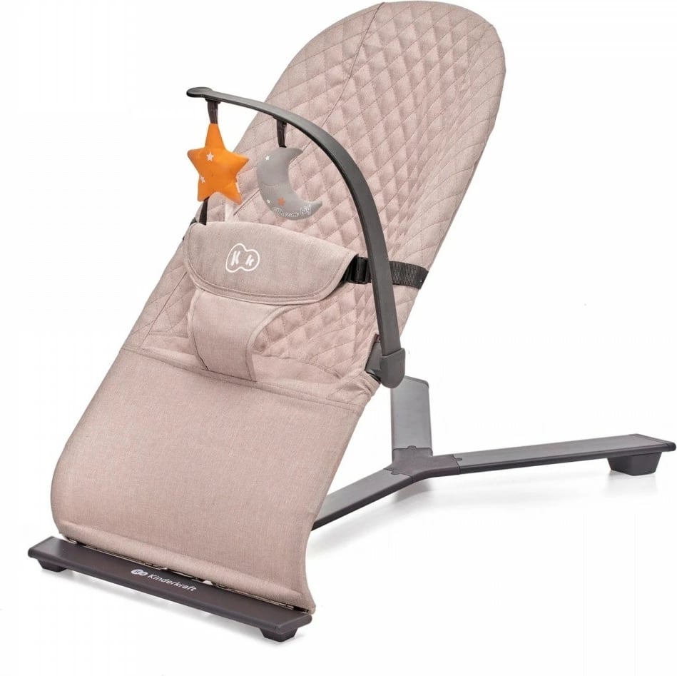 Lëkundëse për bebe Kinderkraft MIMI KBMIMI00BEG0000, 0+ muaj, mbështetëse 3 pozicione, me hark lodrash, e palosshme, beige