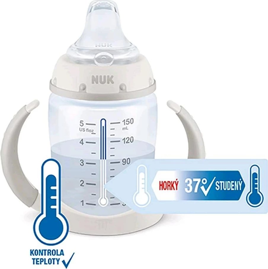 Shishe trajnimi NUK First Choice me kontroll temperature 150 ml, bezhë (Winnie the Pooh Eeyore)