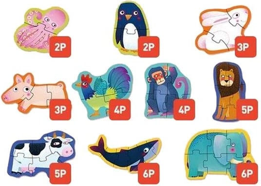 Puzzle Mideer Level Up 10 në 1, Kafshët, për fëmijë