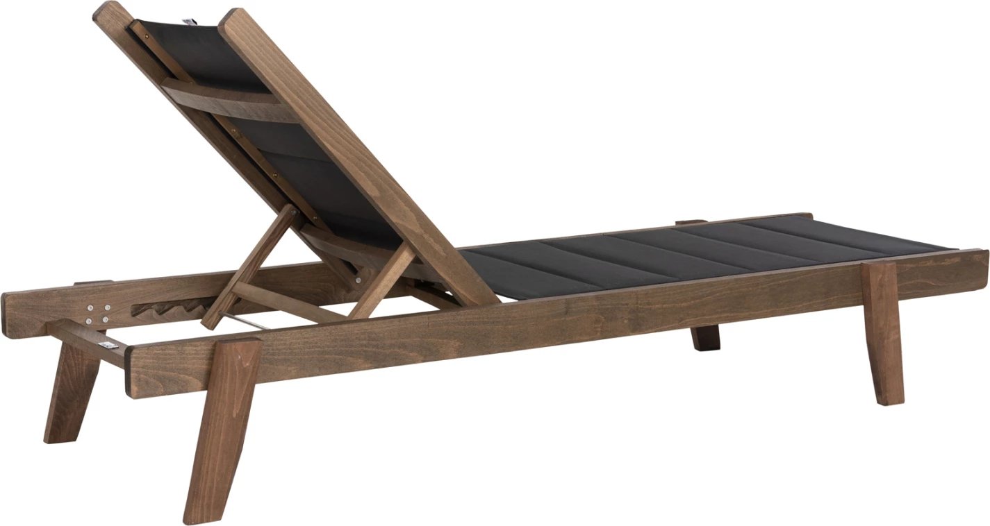 Shezlong plazhi MILOS FH10685.03 dru ahu, ngjyrë arre, mbulesë jastëku tekstilene e zezë 204x65x92,5H cm