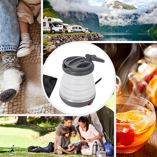 Çajnik elektrik udhëtimi, Adler AD 1279, 0.6 L, silikon palosës, 750W, gri