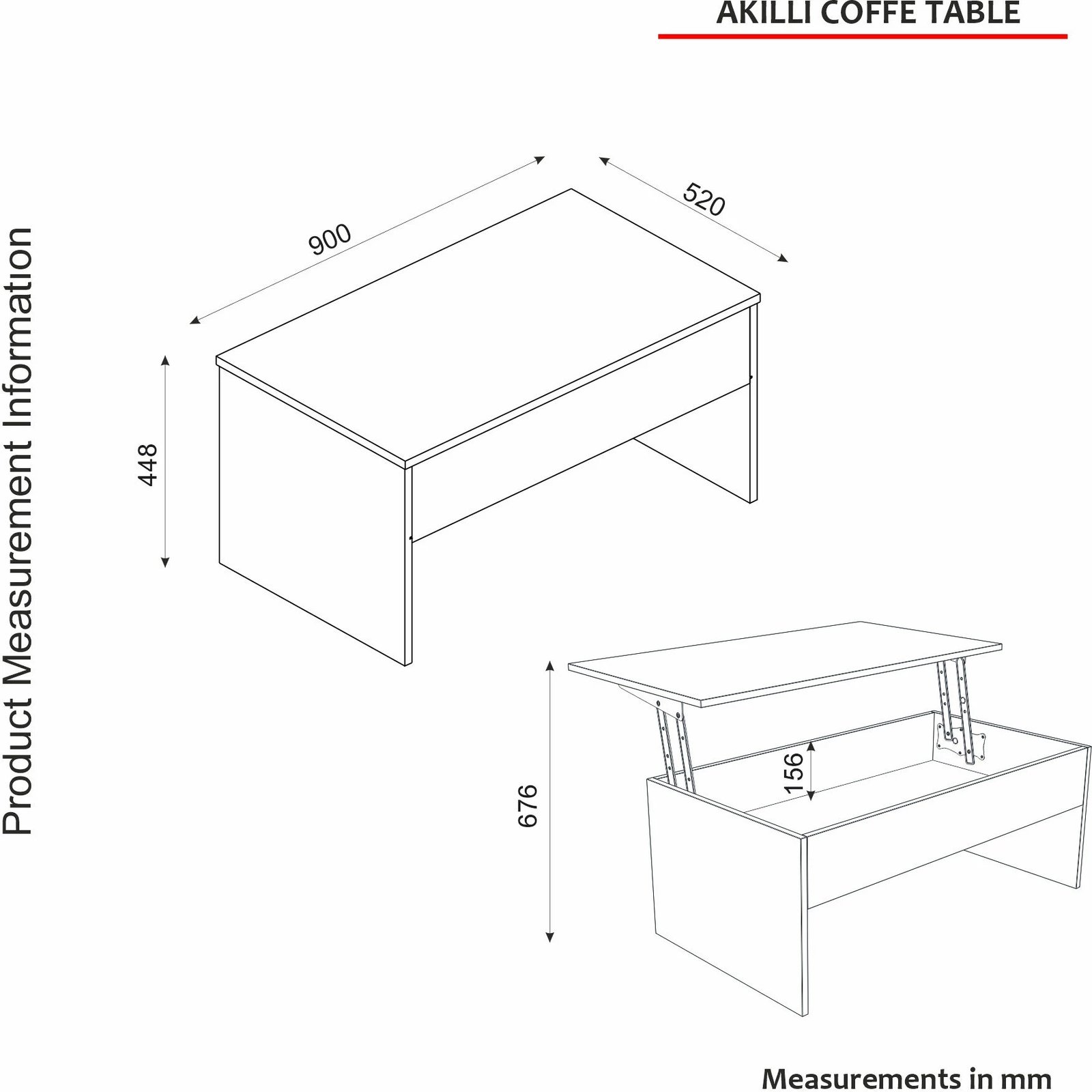 Tavolinë kafeje Hanah Home, Akilli, e bardhë