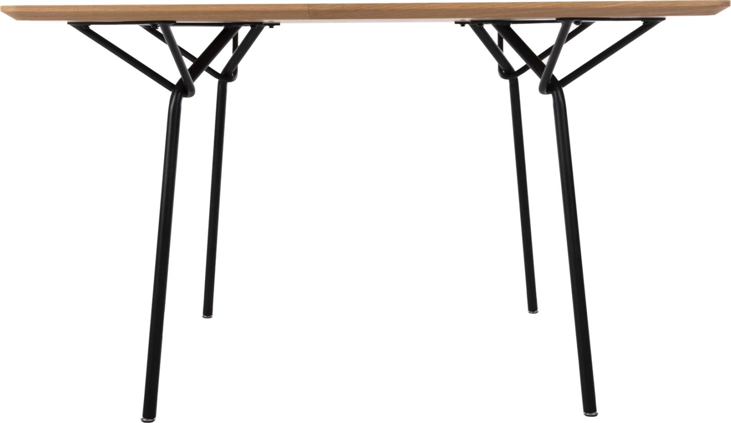 Tavolinë ngrënie katrore, TRENK FH9614.01, MDF me furnir lisi, këmbë metalike të zeza, 120x120x75H cm