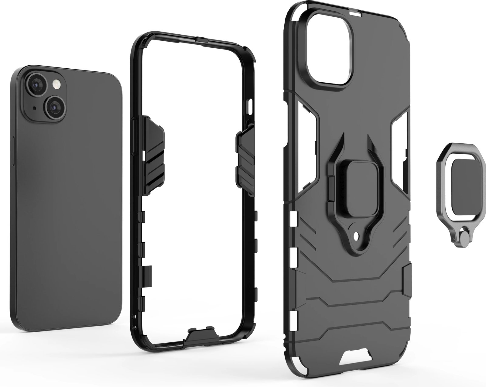 Mbështjellës Hurtel Ring Armor për iPhone 14 Pro Max, me unazë mbajtëse, e zezë