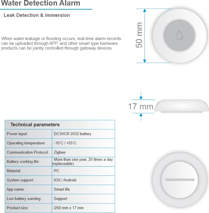 Sensor smart për detektimin e rrjedhjes së ujit-Zigbee
