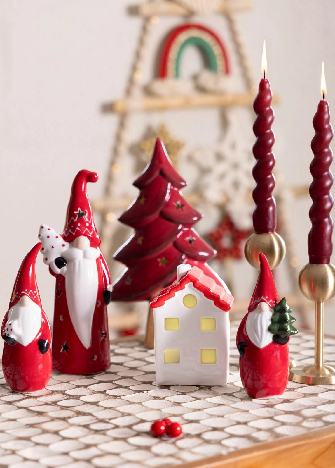 Objekt dekorativ Evila Originals, SUS0122, qeramikë, ngjyrë e kuqe dhe e bardhë, 5x5x15cm