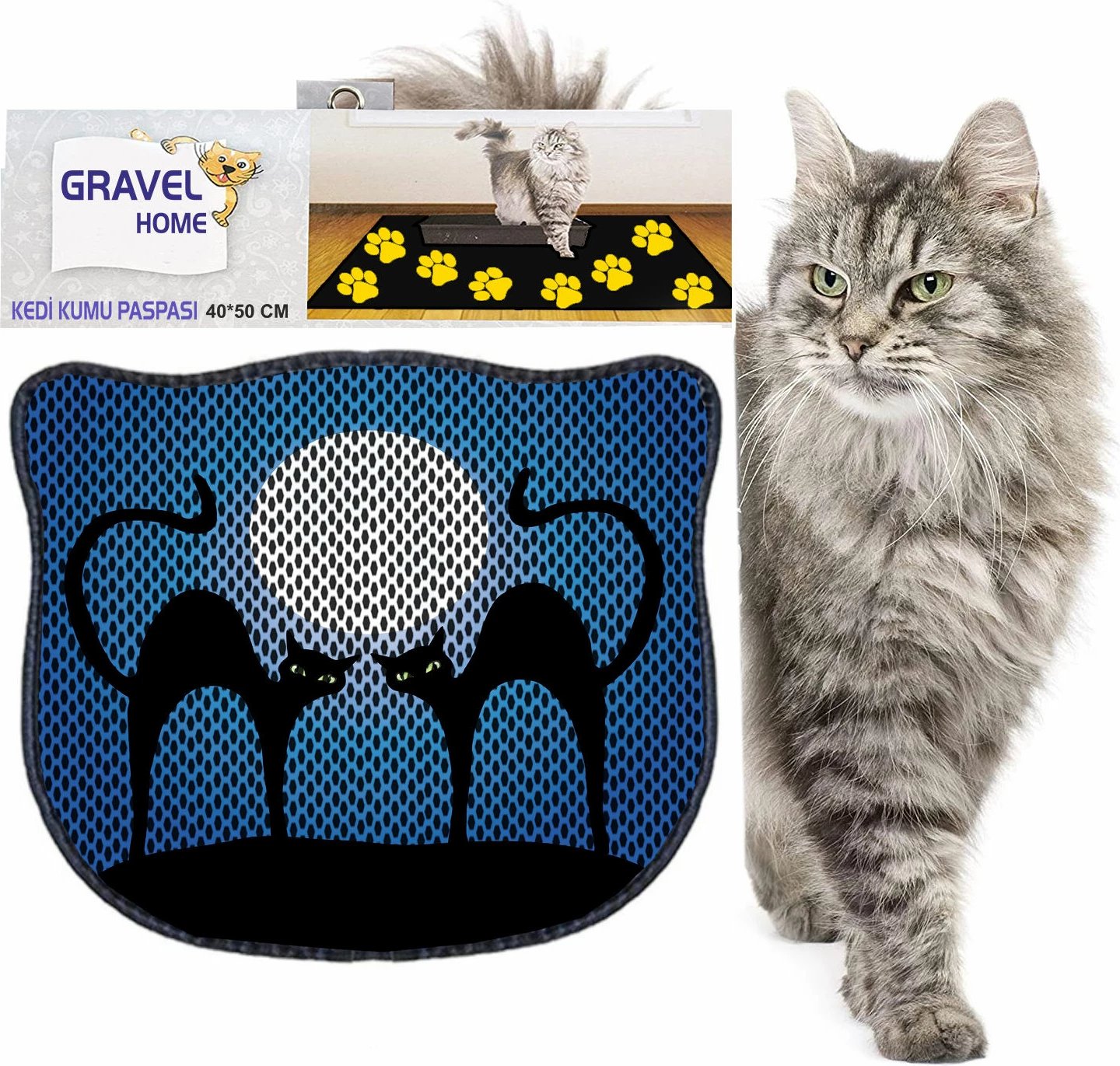 Tapet për rërë të maceve, shumëngjyrësh, Paws & Whiskers, Kdkafa0227, 40x50cm