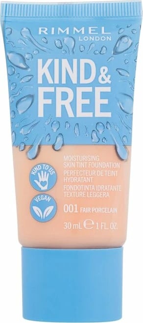 Fondatinë Rimmel London Kind & Free Skin Tint Foundation 001 Fair Porcelain për femra 30ml