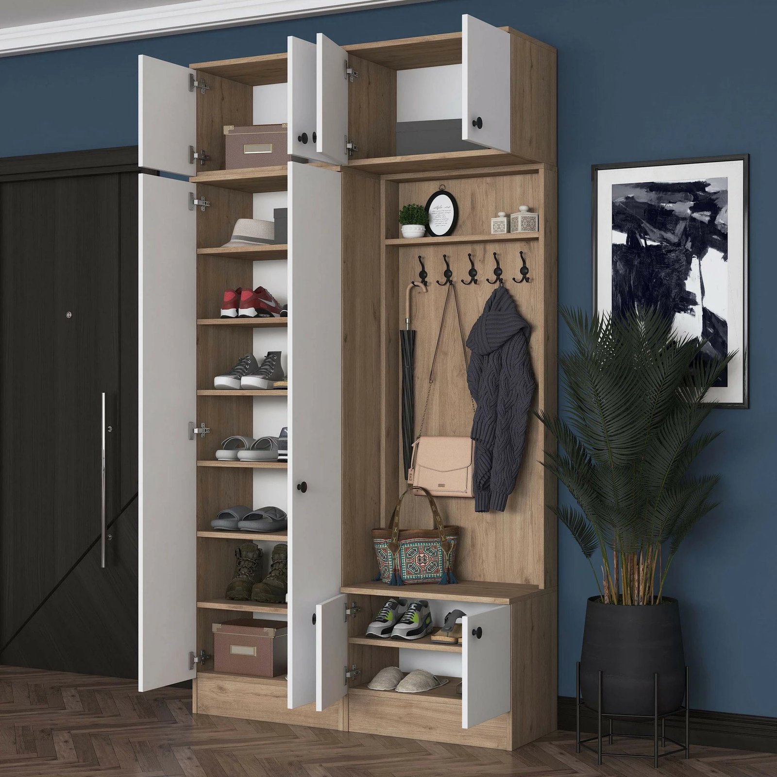 Stendë korridori Skye Decor, EA144 - 3838, ngjyrë arrë dhe e bardhë