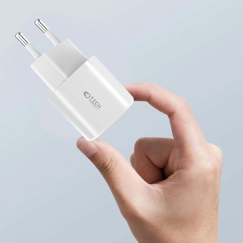 Karikues rrjeti Tech-Protect C20W, 20W, 2 porta USB-C PD & USB-A QC 3.0, i zi