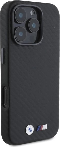 Mbështjellës BMW Carbon Wrapped Metal për iPhone 16 Pro Max, i zi