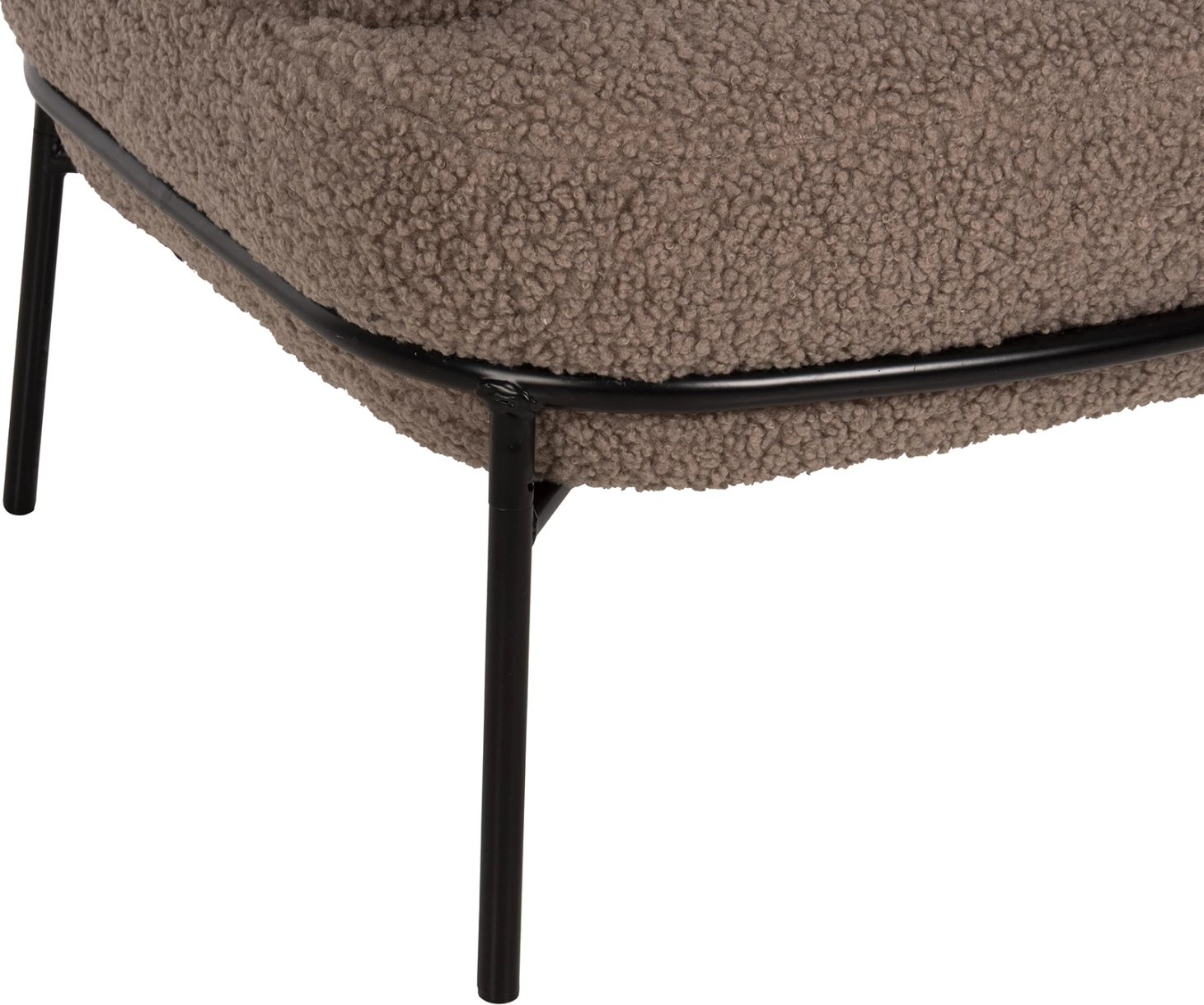 Karrige AGNES FH9525.25 ngjyrë kafe e çelët boucle, këmbë metali të zeza, 74x71x83H cm.