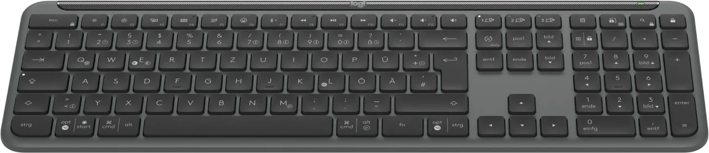 Tastierë Logitech 920-012451, full-size, pa tela, Bluetooth + RF, QWERTZ, graphite