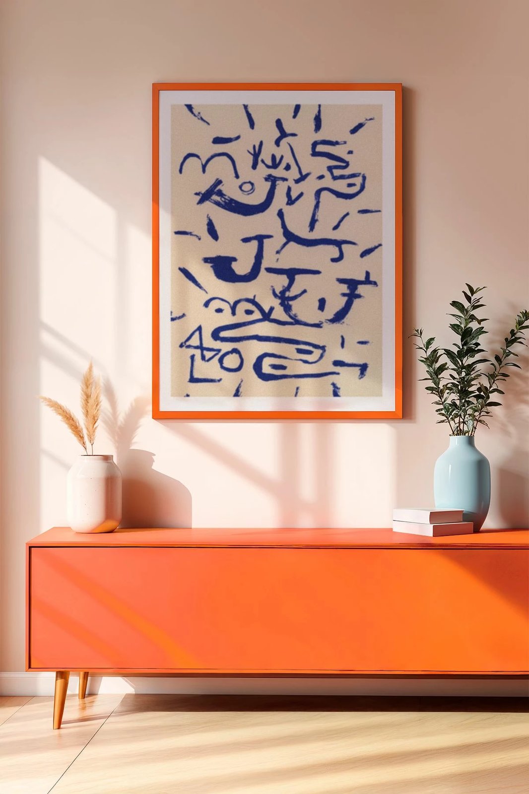 Pikturë dekorative me kornizë, MDF, Wallity, Artrnkdata41, ngjyrë portokalli