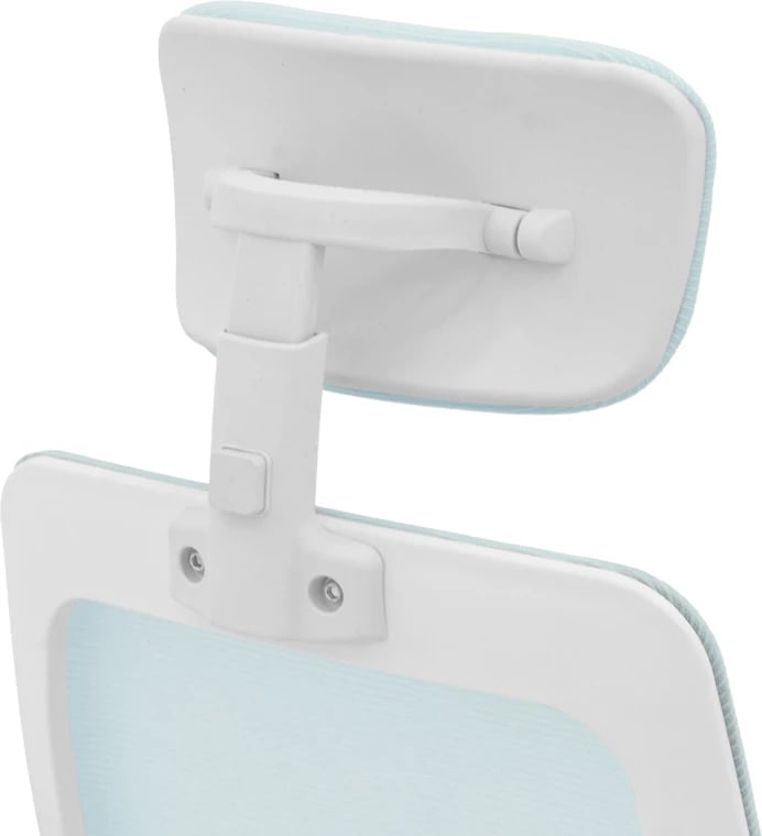 Karrige zyre Peja, material rrjetë, ngjyrë kaltër e çelët, kornizë e bardhë, 58x60x107-117cm