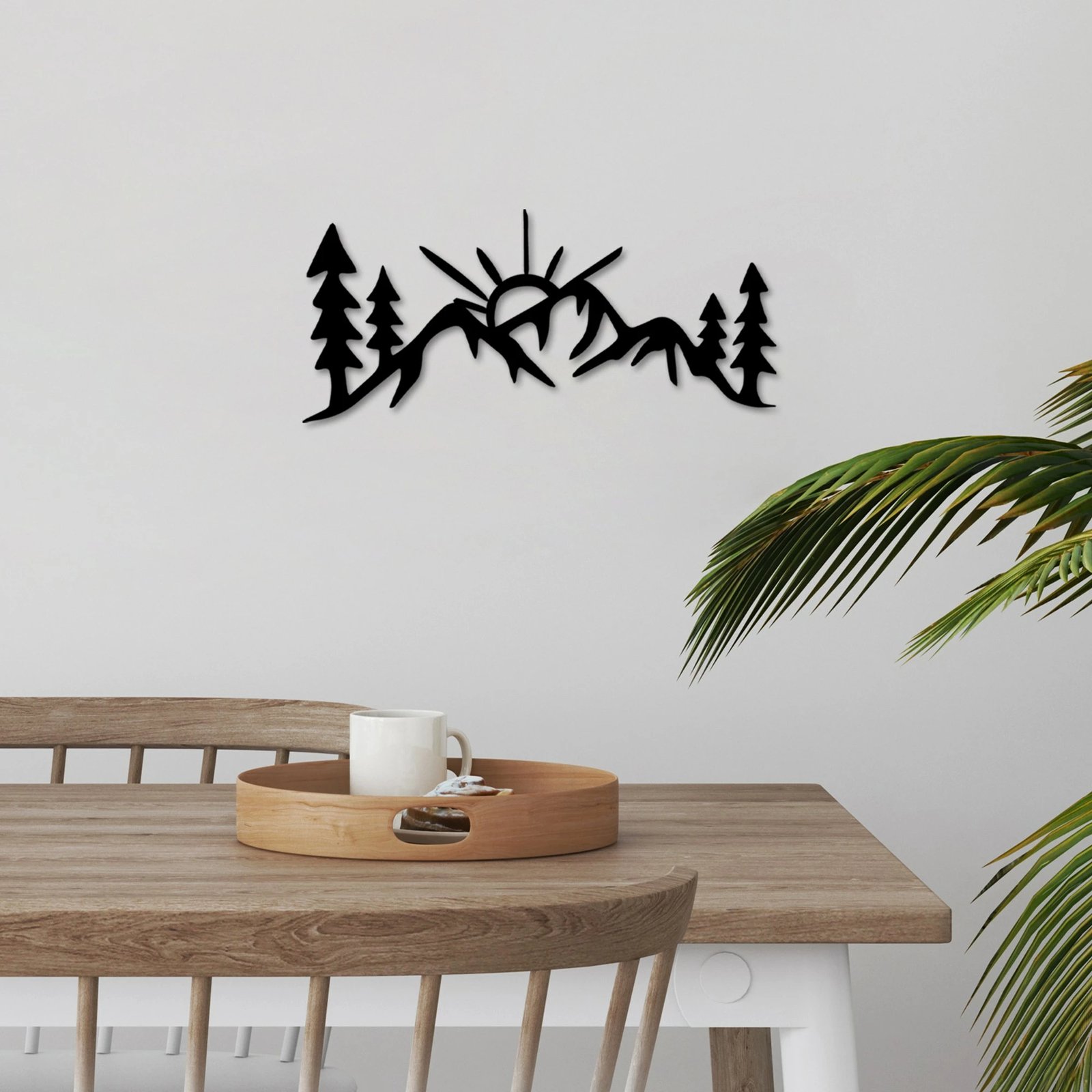 Aksesor dekorativ metalik për mur, Wallity, Wiew, ngjyrë e zezë, 60x26cm